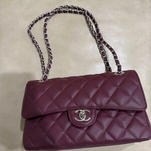 Chic Burgundy Quilted Leather Bag